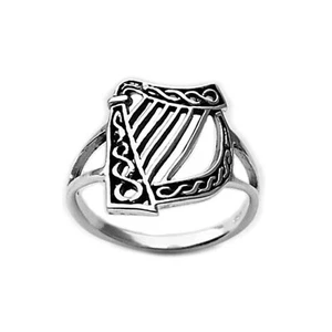 Celtic Irish Harp 925 Solid Sterling Silver Ring Size 6 7 8 9 10 Music Musical - Picture 1 of 6