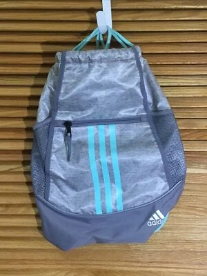 Adidas Alliance II Sackpack Jersey Grey Teal  Green Drawstring Bag YS-875 - Image 1 of 2