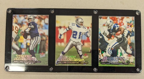 DALLAS COWBOYS 3 CARD PLAQUE TROY AIKMAN DEION SANDERS EMMITT SMITH Cover