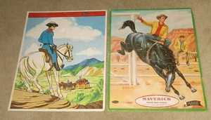 Vintage The Lone Ranger & Maverick TV Show Rahmen Tablett Puzzle Cowboy Western - Bild 1 von 6