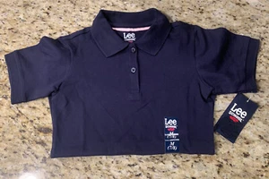 (2) Lee School Girls M 7/8 Navy Polo Uniform Shirt Short Sleeve A9468L - Picture 1 of 10