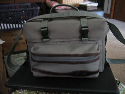 Gray Canvas Camera Bag PR-700 with Zippered Front Pouch - Image 1 of 4