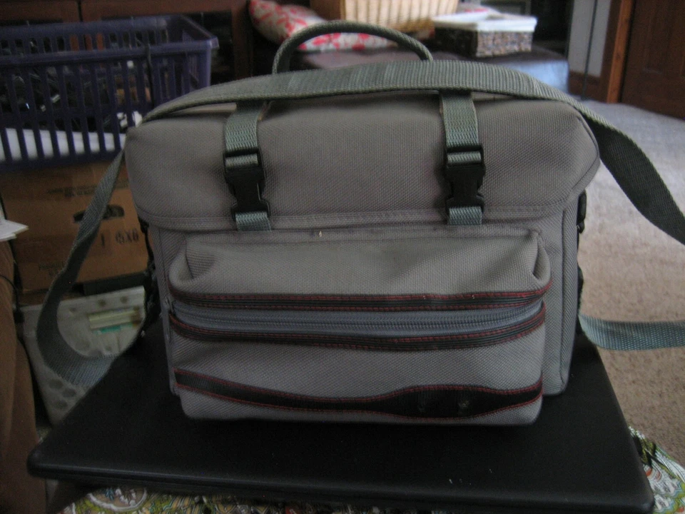 Gray Canvas Camera Bag PR-700 with Zippered Front Pouch - Image 1 of 4