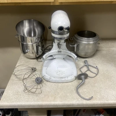 KitchenAid Hobart Mixer Vintage Model K5-A White 10 Speeds W/ Attachments U.S.A - Image 1 of 4