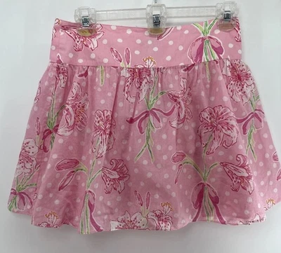 Lilly Pulitzer Sz 14 Girls Pink Lily Skirt Polka Dot Zip Up Green Floral - Image 1 of 4