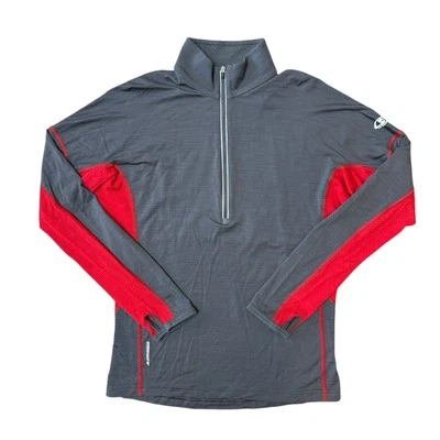 Camisa Icebreaker 1/4 Cremallera GT 200 Ligera Lana Merino Para Hombres Mediana Gris Roja Foto 1 de 4