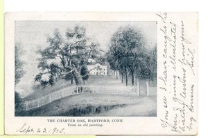 HARTFORD Connecticut ~ PRIVATE POSTKARTE ~ 1905 Postkarte ~ THE CHARTER OAK - Bild 1 von 2