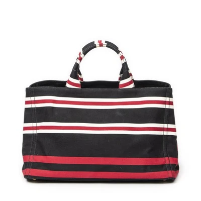 Prada черный/красный/белый большой в полоску Канапа сумка с короткими ручками наплечная сумка - Изображение 1 из 4