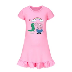 Kids Girls Cute Peppa Piggy Nightwear Dress Sleepwear Pyjamas Nightgown Skirt UK - Picture 1 of 53