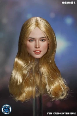 SDH048A 1/6 Mujer Rizado Rubio Cabello Belleza Niña Cabeza Esculpida Modelo Para Cuerpo 12" Foto 1 de 3