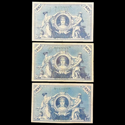 Billete de 100 marcos alemanes de 1908 - Inflación militar fascista Hitler nazi anterior a la Primera Guerra Mundial Foto 1 de 4