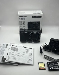 Panasonic Lumix DMC-TZ55 16MP fotocamera digitale compatta nera ottima scatola scheda 8 GB - Foto 1 di 19