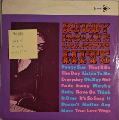 Buddy Holly Buddy Hollys Greatest Hits Vinyl Record VG/VG CP 8 1960 Foto 1 de 2