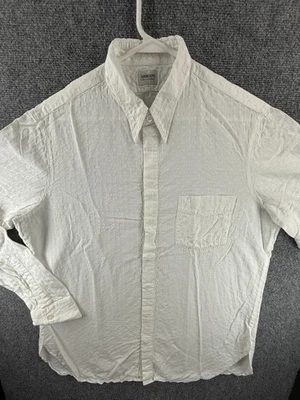 Armani Collezioni Geometric Medium Viscose Cotton Point White Pocket Mens Shirt - Image 1 of 4