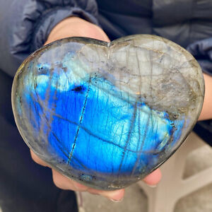 1.68LB Top Labrador Crystal Stone Natural Coarse Mineral Sample Heart