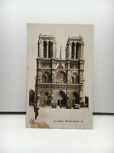 Paris Notre Dame Street View Vintage Black & White Real Photo Postcard - Picture 1 of 2
