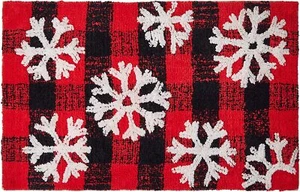 100% Cotton Christmas Snowflakes Bathroom Vanity Bath Rug Machine Washable - Picture 1 of 13