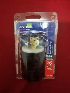 Leviton 30 Amp 125/250-Volt Locking Plug, Black and White - Picture 1 of 3