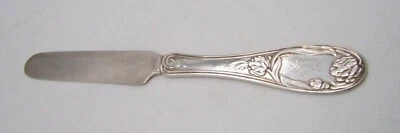 CUCHILLO DE DESAYUNO ANTIGUO MONEDA PLATA 7 3/8” BONITO MANGO Foto 1 de 4