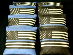 BLUE LIVES MATTER Pro Suede Stick and Slide 8 ACA CORNHOLE bags Stop n Go Bags - Picture 1 of 2