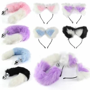 US SET 16" Fox Tail Ears Anal-Butt Plug Romance Game Funny Toy CAT Cosplay Adult - Picture 1 of 20