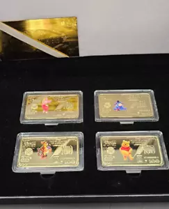 Gold Winnie the Pooh Disney Token Coin Set Free Display Box Tigger Piglet Eeyore - Picture 1 of 7