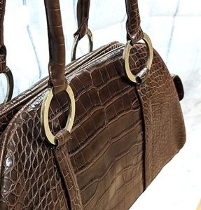 Charlie Lapson Handtasche - Kroko Muster Ziptop Umhängetasche mit Staubbeutel - Bild 1 von 7