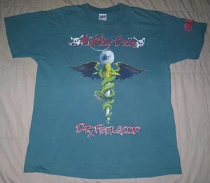 VTG MOTLEY CRUE DR FEELGOOD T SHIRT XL GREEN ROCK BAND 90s Y2K 1989 CONCERT TOUR - Picture 1 of 5
