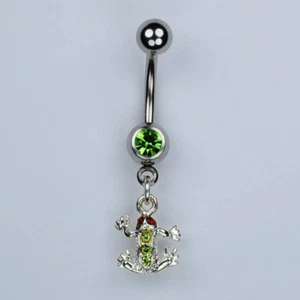 Frog Dangle Belly Button Ring Toad Amphibian Reptile Piercing Jewelry 14G (A16) - Picture 1 of 1