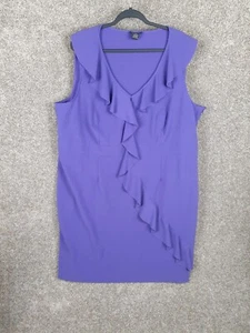 Spense Women's Ruffle Sheath Dress Size 24W Purple Sleeveless V-Neck Stretch - Picture 1 of 7