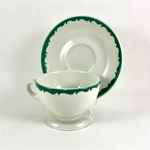 Grindley Hotelware Co. Duraline Super Vitrified Green Wave Teacup And Saucer - Picture 1 of 9