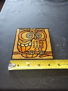 Remache retro vintage de hierro fundido dorado/naranja búho de acero y lámina 4,5" - Imagen 1 de 2