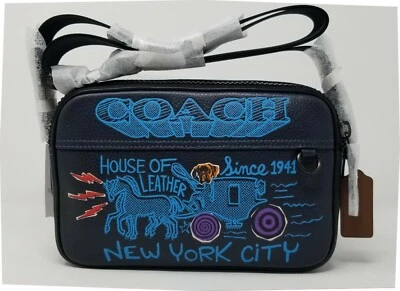 Bandolera Coach Graham de cuero con gráfico de escuela de arte C5416 Foto 1 de 4