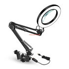LED Large Lens Lighted Lamp Top Desk 5x Magnifier Magnifying Glass with Clamp UK