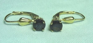 Pendientes Oro Amarillo 14K con Zafiros Azul Oscuro 1,4 gramos 5/8" - Imagen 1 de 3