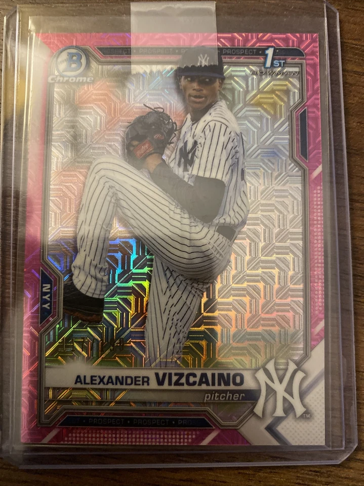 2021 Bowman Chrome Prospects 1st Pink Mojo Refractor #/199 Alexander Vizcaino - Image 1 of 2