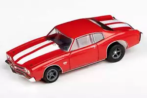 AFX Mega G+ 22043 1970 Chevelle 454 - Rojo con Rayas Blancas y 5 Radios Gris Blanco - Imagen 1 de 7