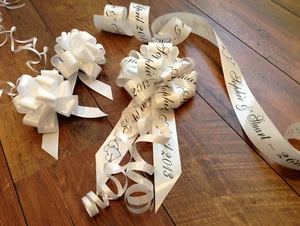 Personalised Wedding Car Ribbon Kit  All Colours Quality Ribbon and Handmade Bow - Picture 1 of 3