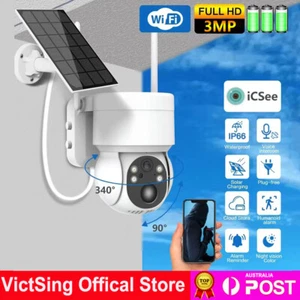 Solar Security IP Camera Battery Powered Outdoor Wireless WiFi CCTV PTZ Camera - Picture 1 of 16