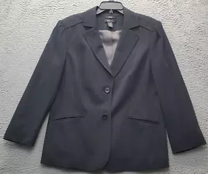 Style&co. Blazer Jacket Women 16 Black Stripe Stretch Single Breasted Two Button - Picture 1 of 8