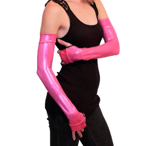 Guantes Rosa Calentadores de Brazo Largo Brillante Mangas Holográficas Disfraz Juegos con disfraces Spandex - Imagen 1 de 2