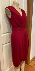 🌱 DAVID LAWRENCE size XS /8 women’s jersey faux wrap dress burgundy NEW Glam - Picture 1 of 12