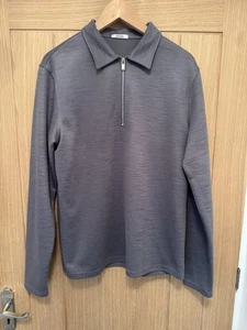 Arne Mens Grey 1/2 Zip Long Sleeve Polo Shirt Size Large - Picture 1 of 6