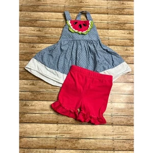 Ric Rac & Ruffles Watermelon Ruffled Short Set 4T - Picture 1 of 4