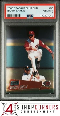 2000 STADIUM CLUB CHROME #30 BARRY LARKIN REDS HOF POP 5 PSA 10 - Image 1 of 3
