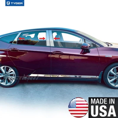 TYGER Fits 2017-2021 Honda Clarity 6PC Steel Chrome Pillar Post Trim Foto 1 de 4