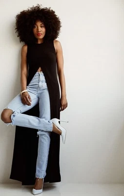 Blusa espanador feminina Nene Leakes preta sem mangas tamanho M - Imagem 1 de 4