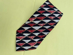 Cravatta collo Ermenegildo Zegna rossa nera geometrica pura seta Made in Italy lusso - Foto 1 di 3
