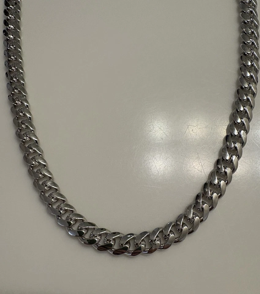 Collar de cadena cubana de plata de ley 925 maciza para hombre - 20” - 8 mm - 58 g Foto 1 de 4