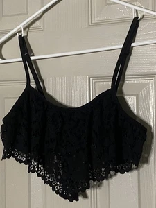 Victoria's Secret VS Body by Victoria Black Lace Flounce Bra Wire-Free S/P NWT - Picture 1 of 7